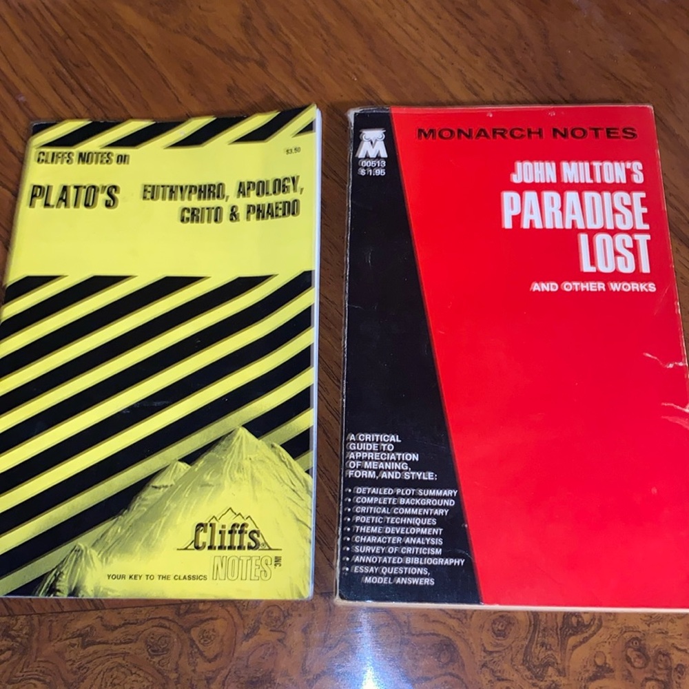 Cliff notes n monarch notes on classic stories-books way back then in the 1980’s